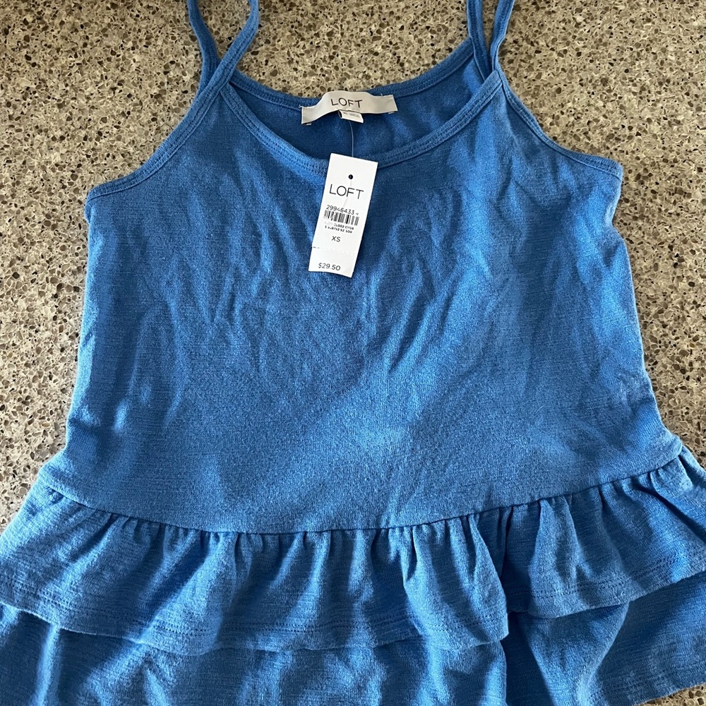 LOFT Cornflower Blue Knit Tank with Scoop Neck - Picture 1 of 2